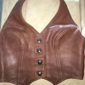Genuine Leather Halter Top
